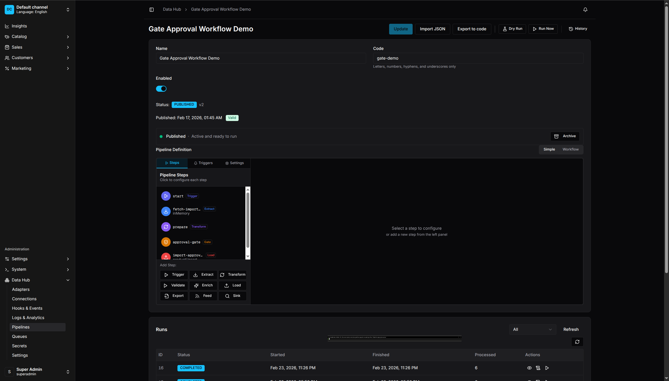 Pipeline Editor Simple Mode